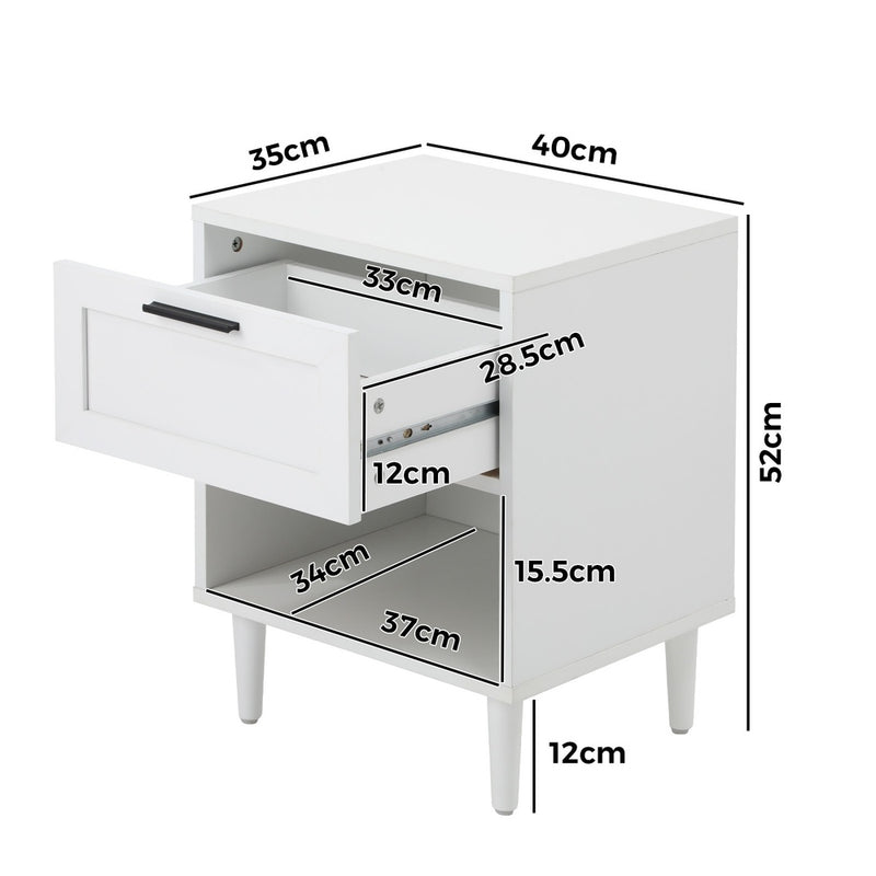 Oikiture Bedside Tables Set of 2 Nightstand White