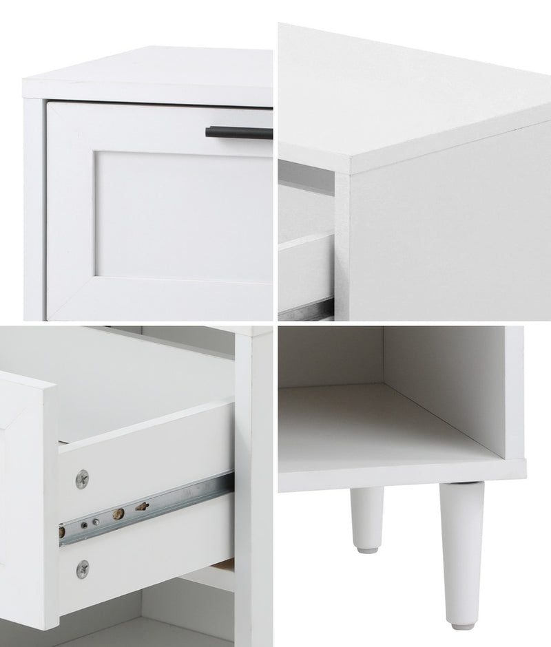 Oikiture Bedside Tables Set of 2 Nightstand White