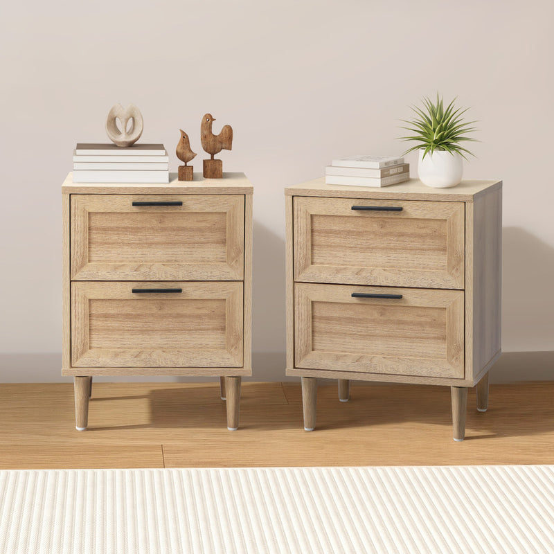 Oikiture Bedside Tables Set of 2 Nightstand Wood