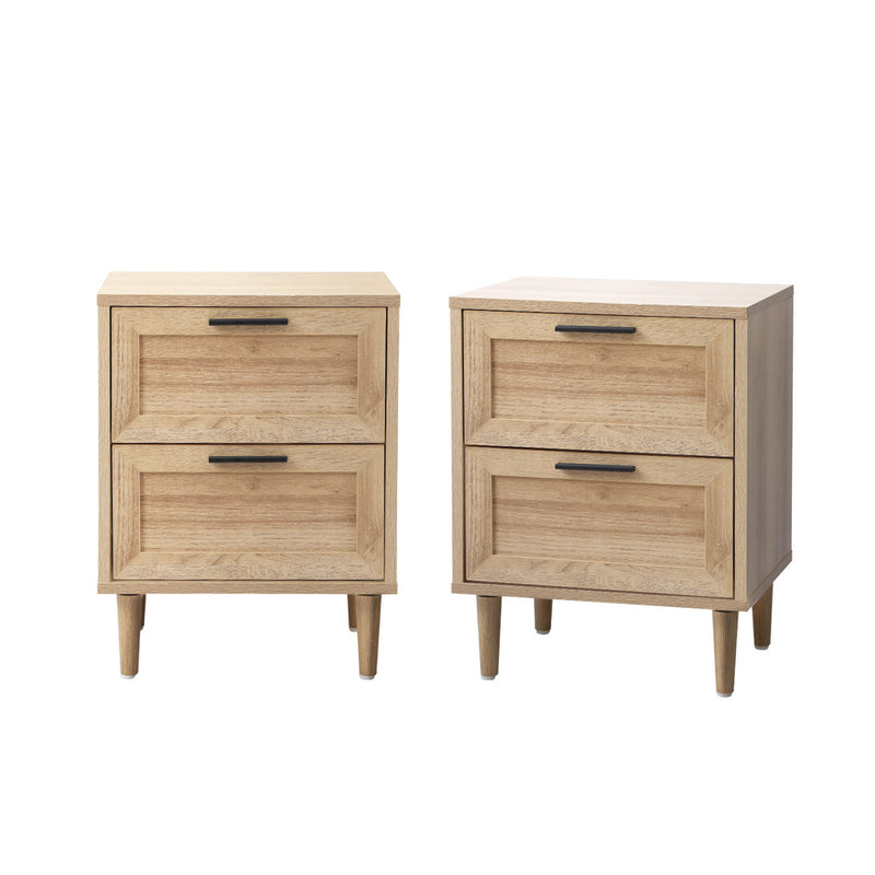 Oikiture Bedside Tables Set of 2 Nightstand Wood