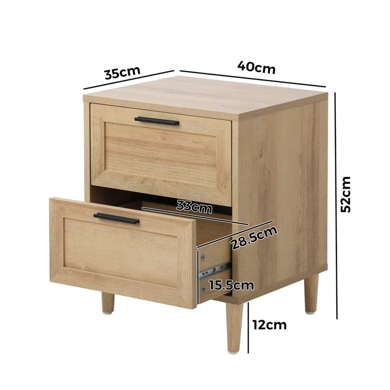 Oikiture Bedside Tables Set of 2 Nightstand Wood