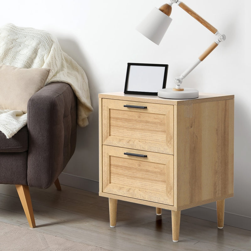 Oikiture Bedside Tables Set of 2 Nightstand Wood