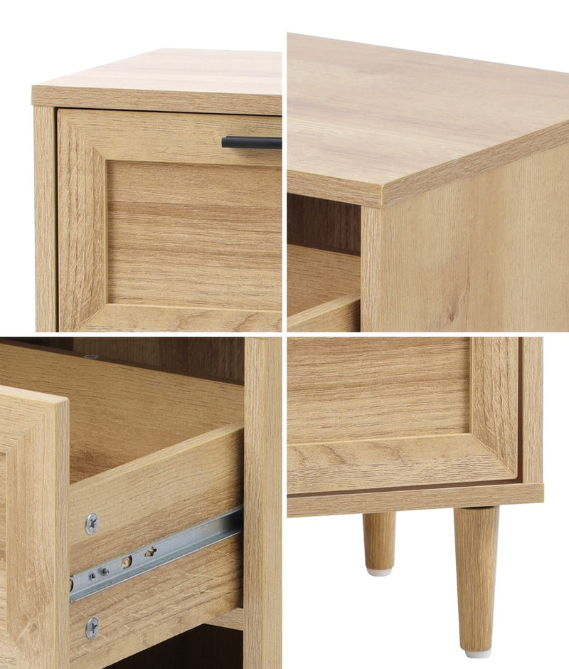 Oikiture Bedside Tables Set of 2 Nightstand Wood