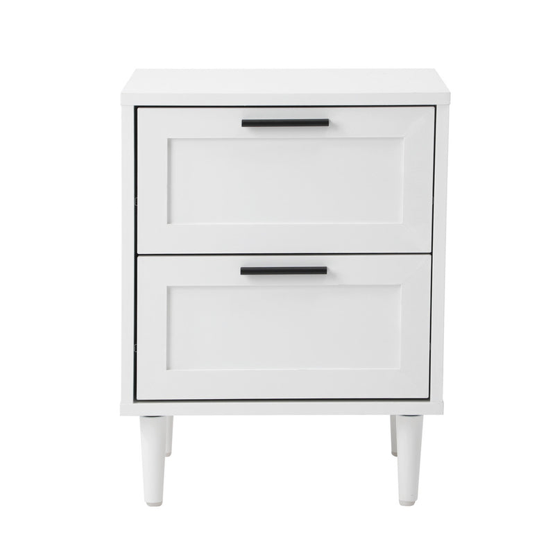Oikiture Bedside Table Nightstand 2 Drwers White