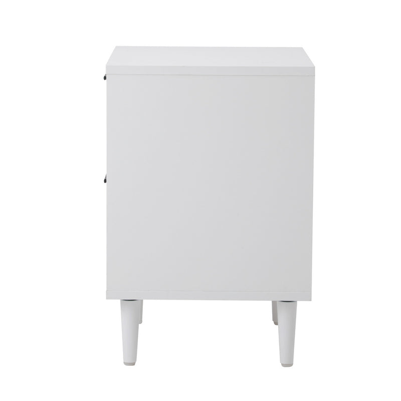 Oikiture Bedside Table Nightstand 2 Drwers White