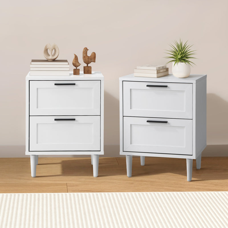 Oikiture Bedside Tables Set of 2 Nightstand White