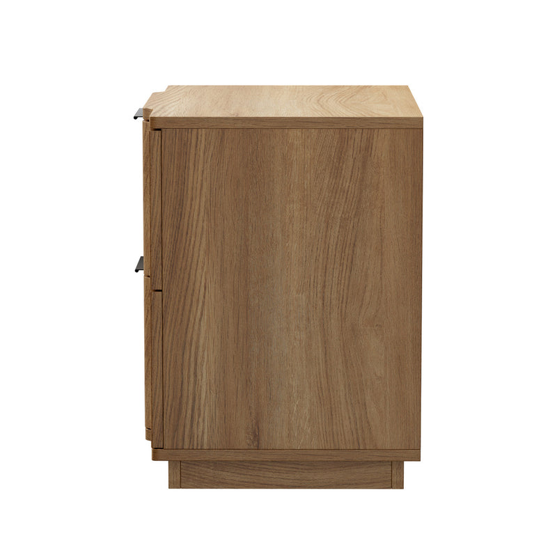 Oikiture Bedside Table 2 Drawers Storage Nightstand End Table Natural
