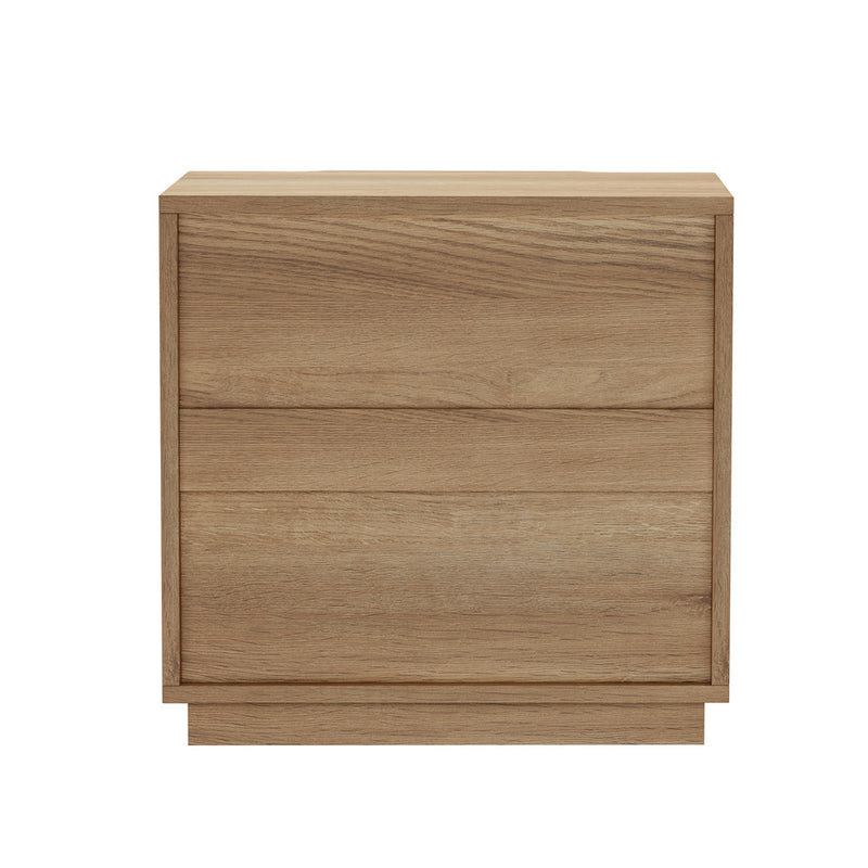 Oikiture 2pc Bedside Table 2 Drawers Storage Nightstand Table Natural
