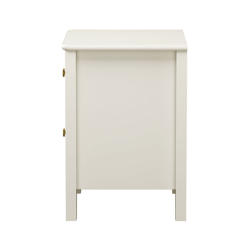 Oikiture Bedside Table 2 Drawers Metal Handle White