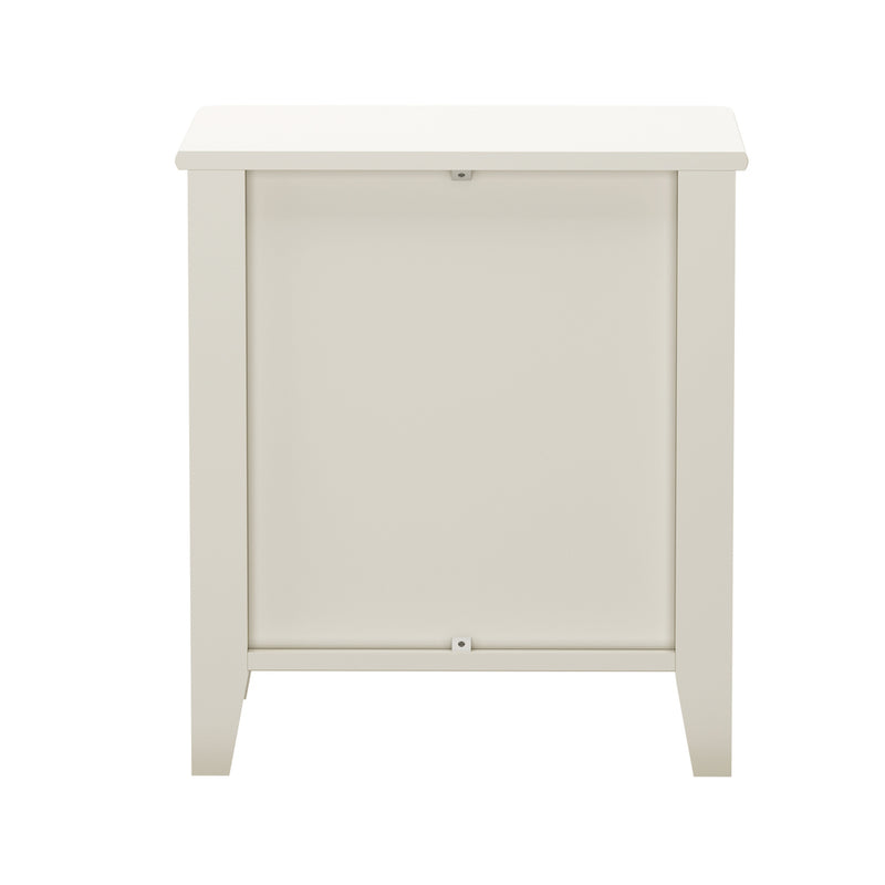 Oikiture Bedside Table 2 Drawers Metal Handle White
