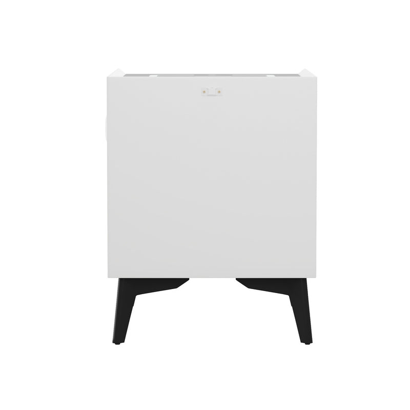 Oikiture Smart Bedside Table Wireless Charging LED 2 Drawers White