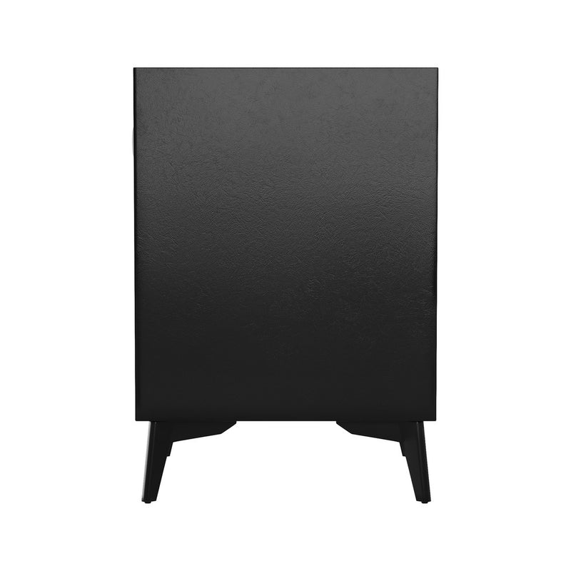 Oikiture Smart Bedside Table Wireless Charging LED Lights 3 Drawers Black