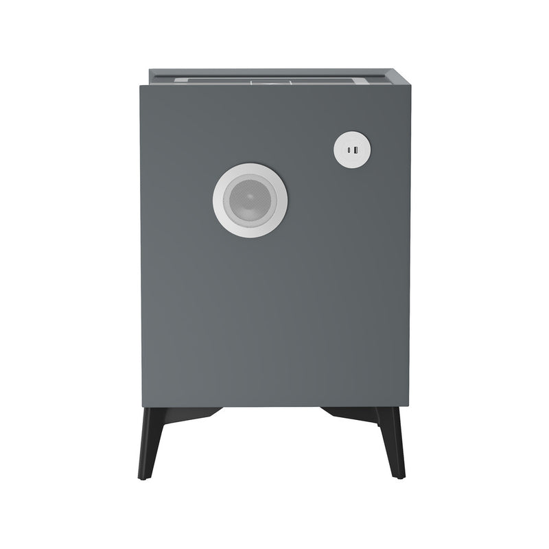 Oikiture Smart Bedside Table Wireless Charging LED Lights 3 Drawers