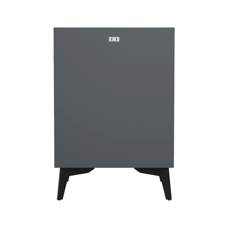 Oikiture Smart Bedside Table Wireless Charging LED Lights 3 Drawers