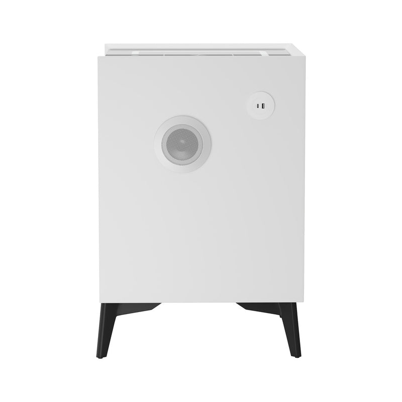 Oikiture Smart Bedside Table Wireless Charging LED 3 Drawers White