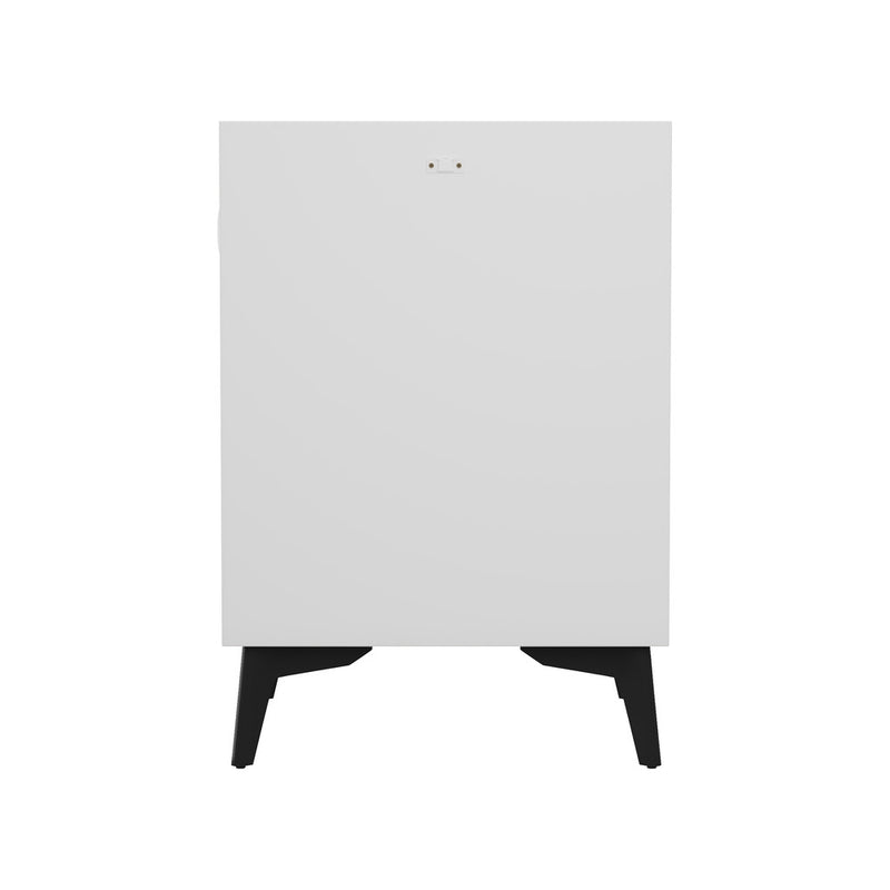 Oikiture Smart Bedside Table Wireless Charging LED 3 Drawers White