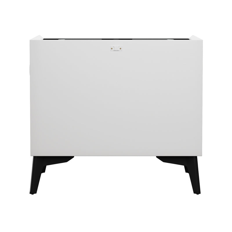 Oikiture Smart Bedside Table LED Wireless Charging 2 Drawers White