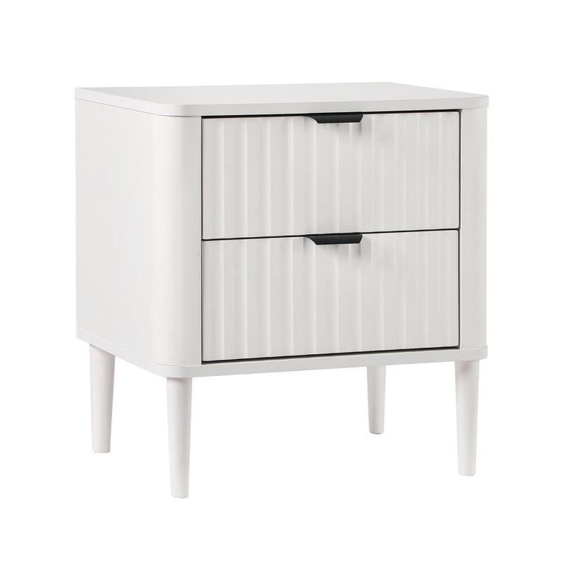 Oikiture Bedside Table 2 Drawers Nightstand White