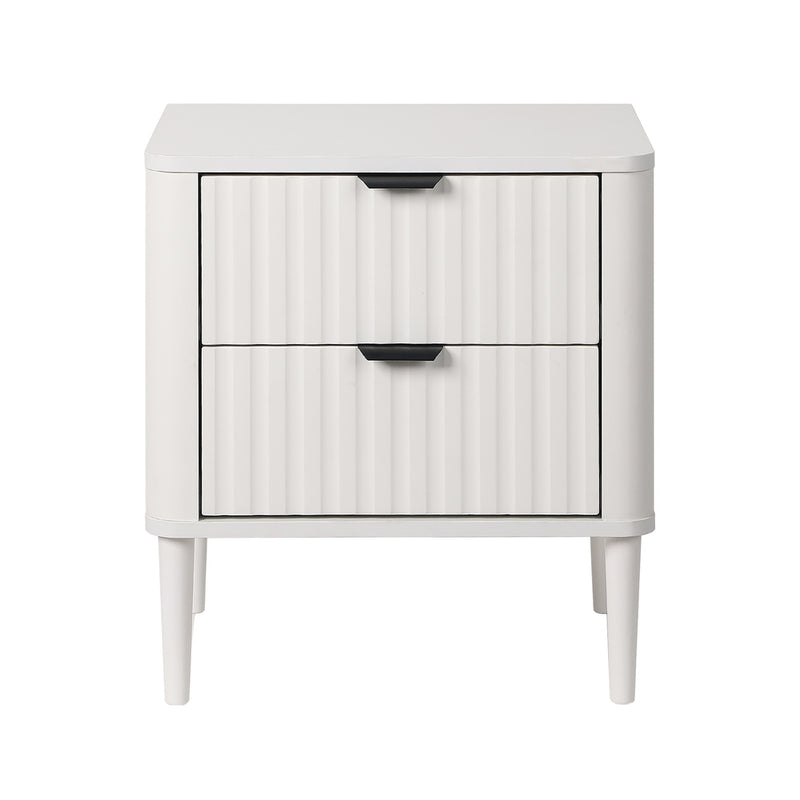 Oikiture Bedside Table 2 Drawers Nightstand White