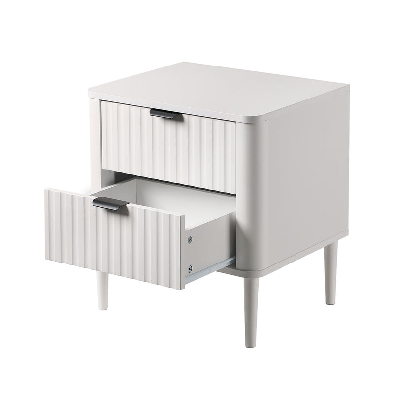 Oikiture Bedside Table 2 Drawers Nightstand White