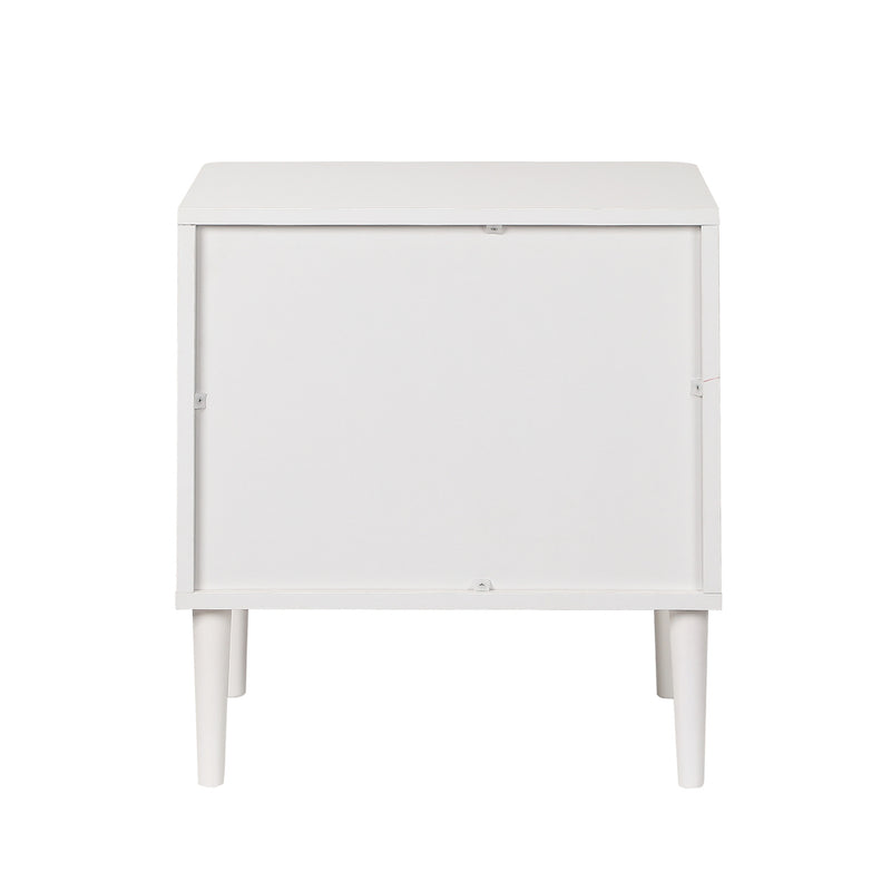 Oikiture Bedside Table 2 Drawers Nightstand White