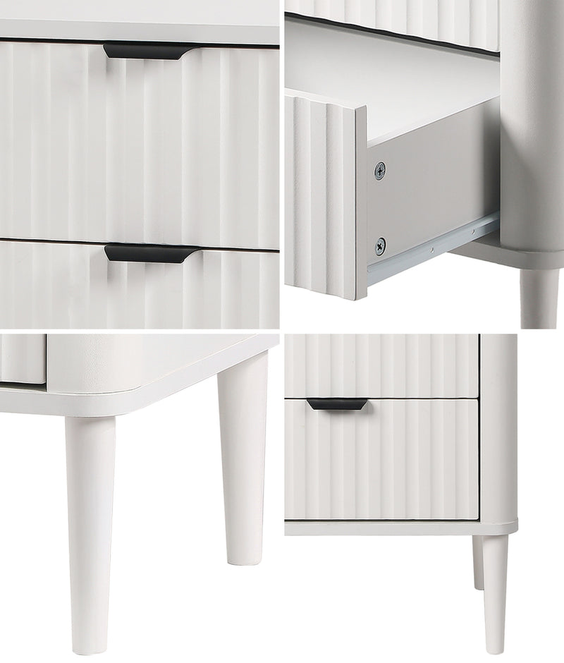 Oikiture Bedside Table 2 Drawers Nightstand White