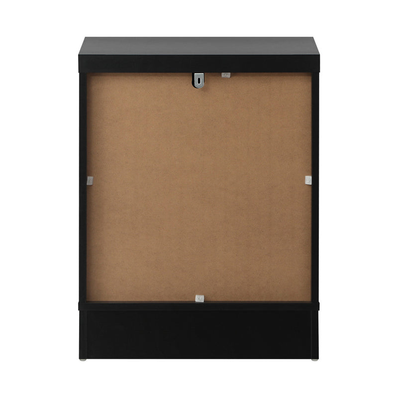 Oikiture Bedside Table with Alloy Handles 2 Drawers Black