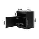 Oikiture Bedside Table LED Nightstand Shelf Black