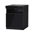 Oikiture Bedside Table LED Nightstand Shelf Black
