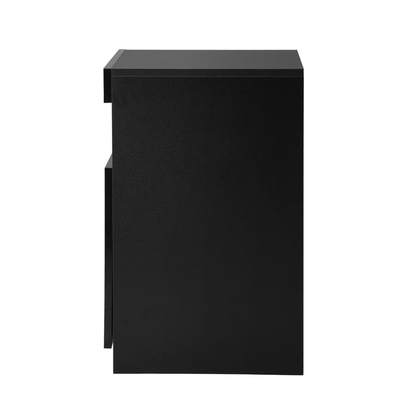 Oikiture Bedside Table LED Nightstand Shelf Black