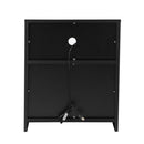 Oikiture Bedside Tables Set of 2 LED Nightstand Black