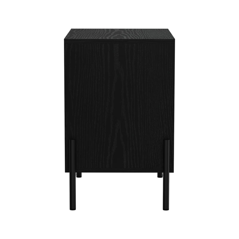 Oikiture Bedside Table Drawer Nightstand Storage Walnut and Black