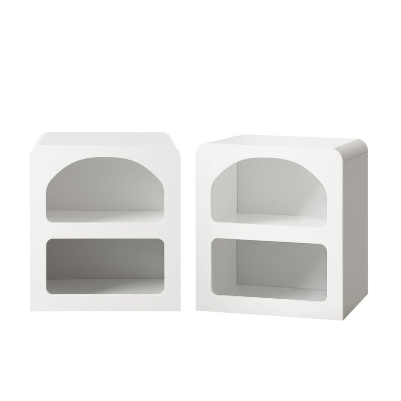 Oikiture Bedside Tables Set of 2 Display Shelf White