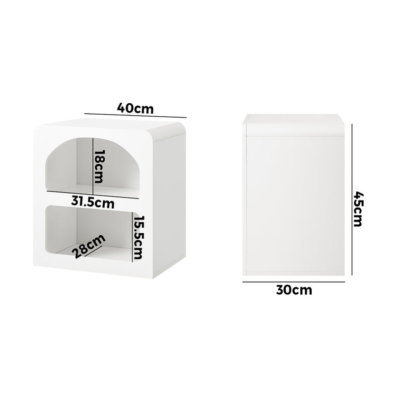 Oikiture Bedside Tables Set of 2 Display Shelf White