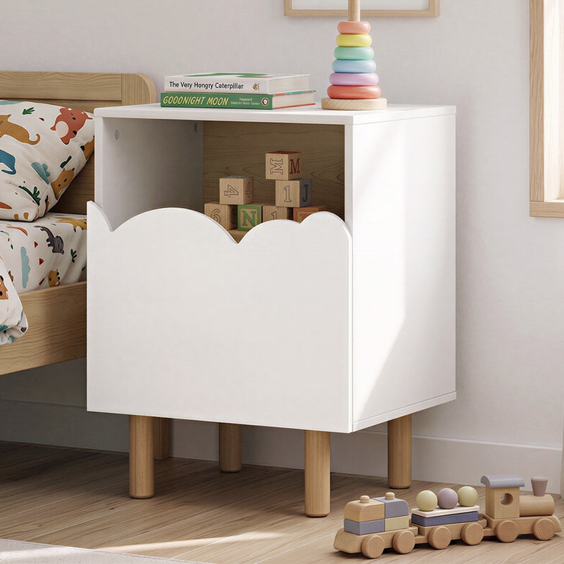 Oikiture Bedside Table Single Drawer Nightstand Kids Bedroom White