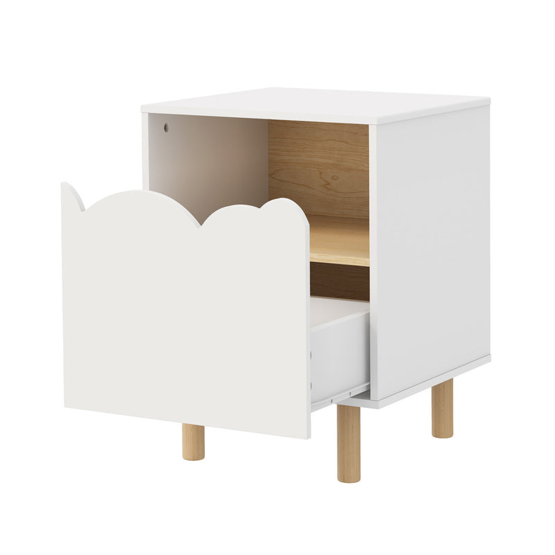 Oikiture Bedside Table Single Drawer Nightstand Kids Bedroom White