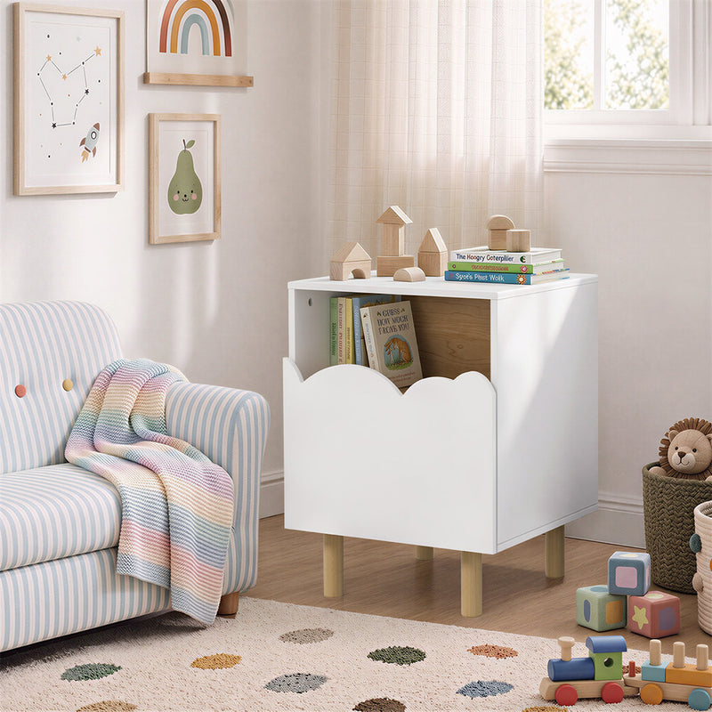 Oikiture Bedside Table Single Drawer Nightstand Kids Bedroom White