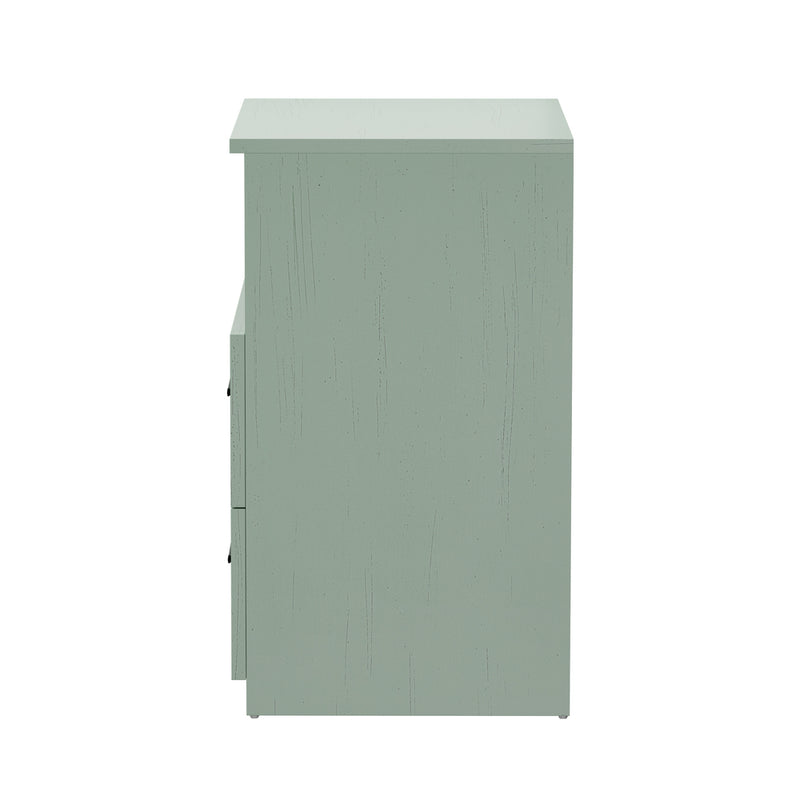 Oikiture Bedside Table 2 Drawers Open Shelf Nightstand Cabinet Green