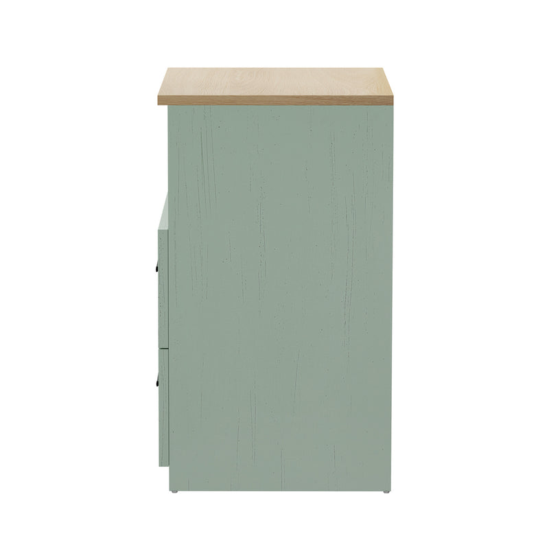 Oikiture 2pc Bedside Table 2 Drawers Shelf Nightstand Natural&Green