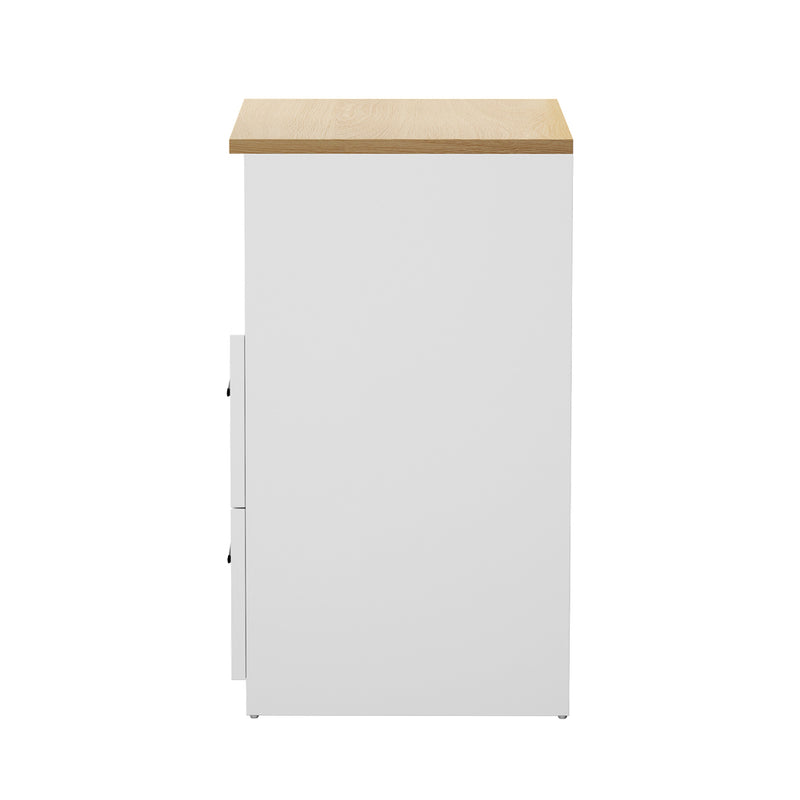 Oikiture 2pc Bedside Table 2 Drawers Shelf Nightstand Natural&White