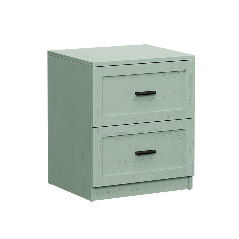 Oikiture Bedside Table 2 Drawers Nightstand Green