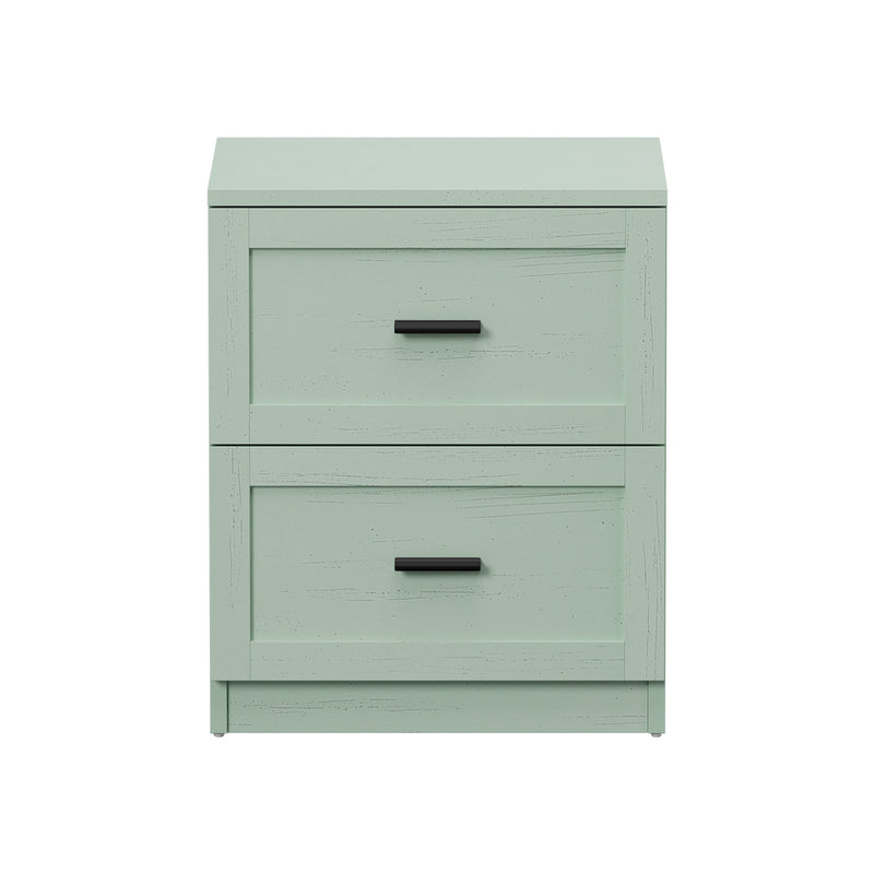 Oikiture Bedside Table 2 Drawers Nightstand Green