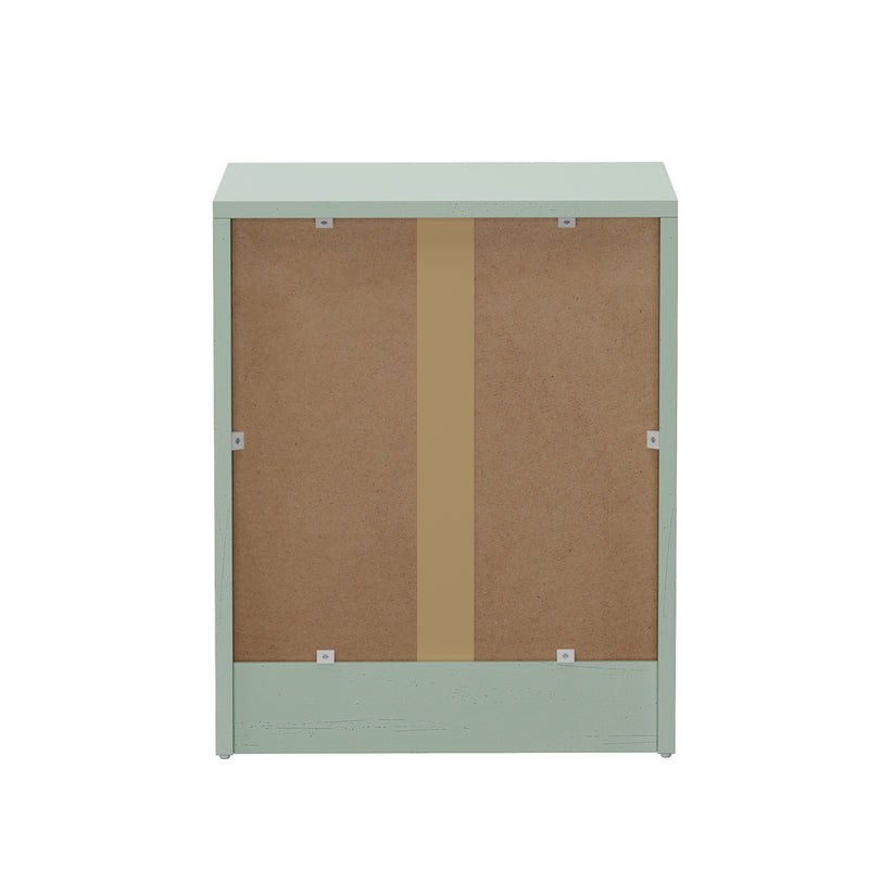 Oikiture Bedside Table 2 Drawers Nightstand Green