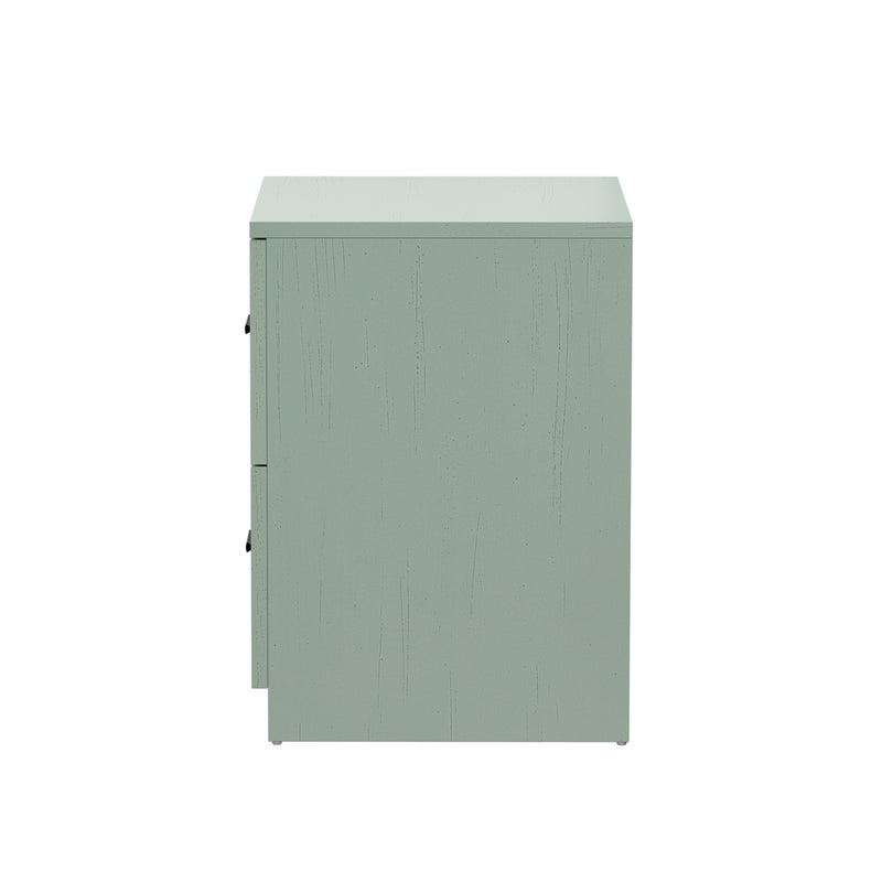 Oikiture 2PCS Bedside Table 2 Drawers Nightstand Green