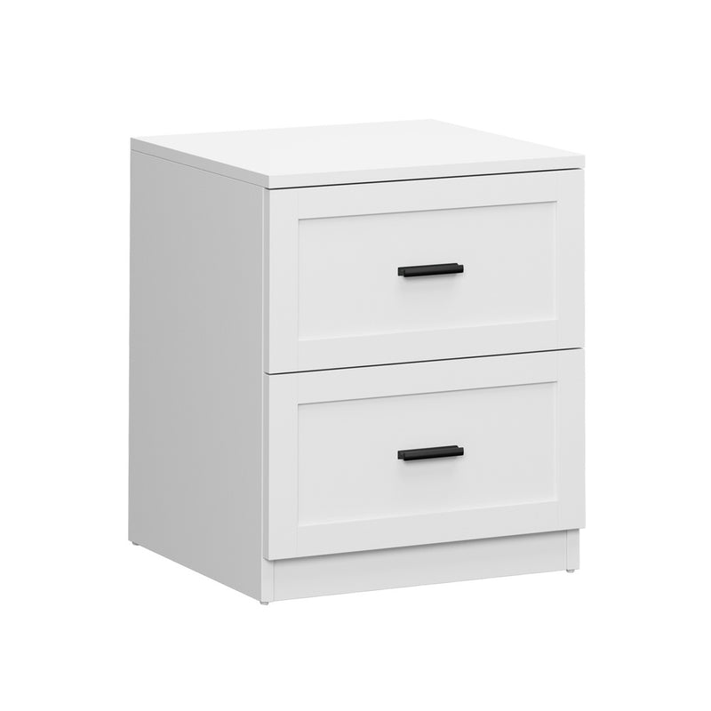 Oikiture Bedside Table 2 Drawers Nightstand White