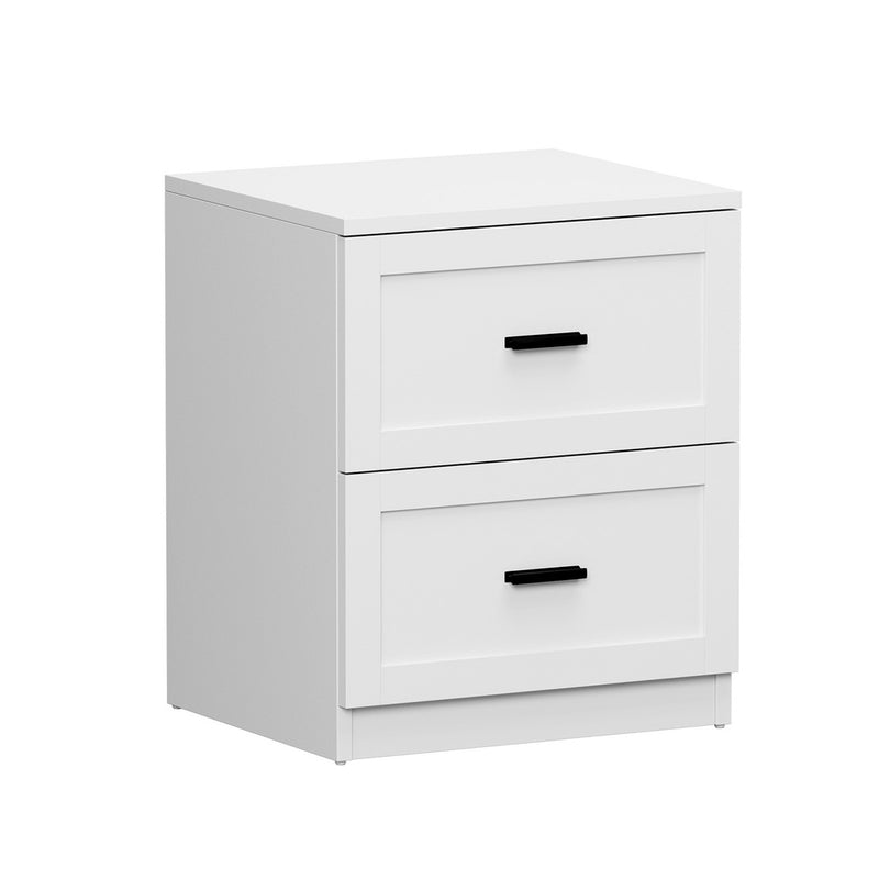 Oikiture Bedside Table 2 Drawers Nightstand White