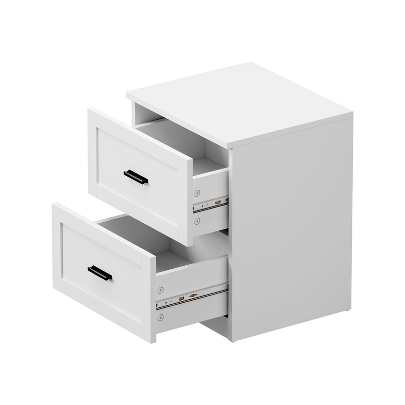 Oikiture Bedside Table 2 Drawers Nightstand White