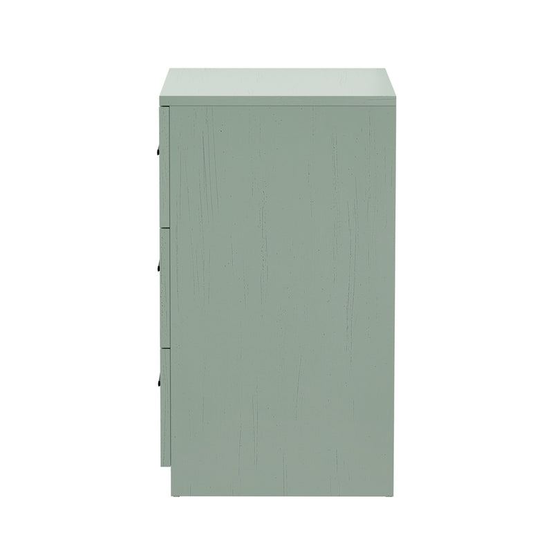 Oikiture Bedside Table 3 Drawers Nightstand Cabinet End Table Green