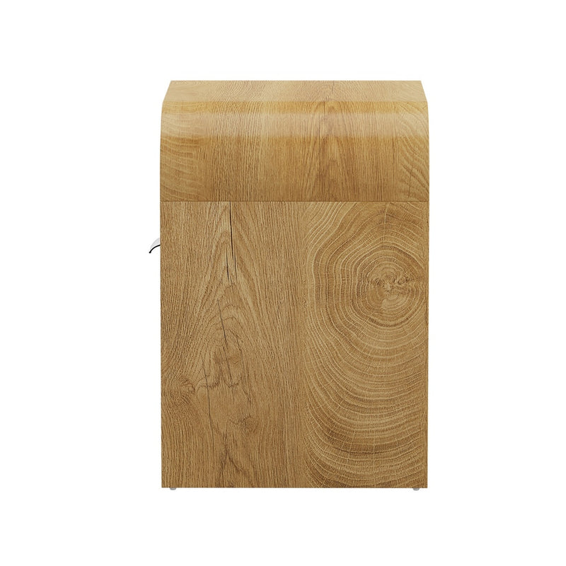 Oikiture Bedside Table Drawer Nightstand Natural