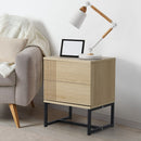 Oikiture Bedside Tables 2 Drawers Bedroom Metal